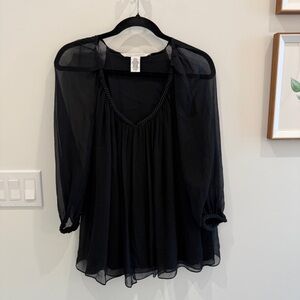 Diane Von Furstenberg Black Sheer Blouse